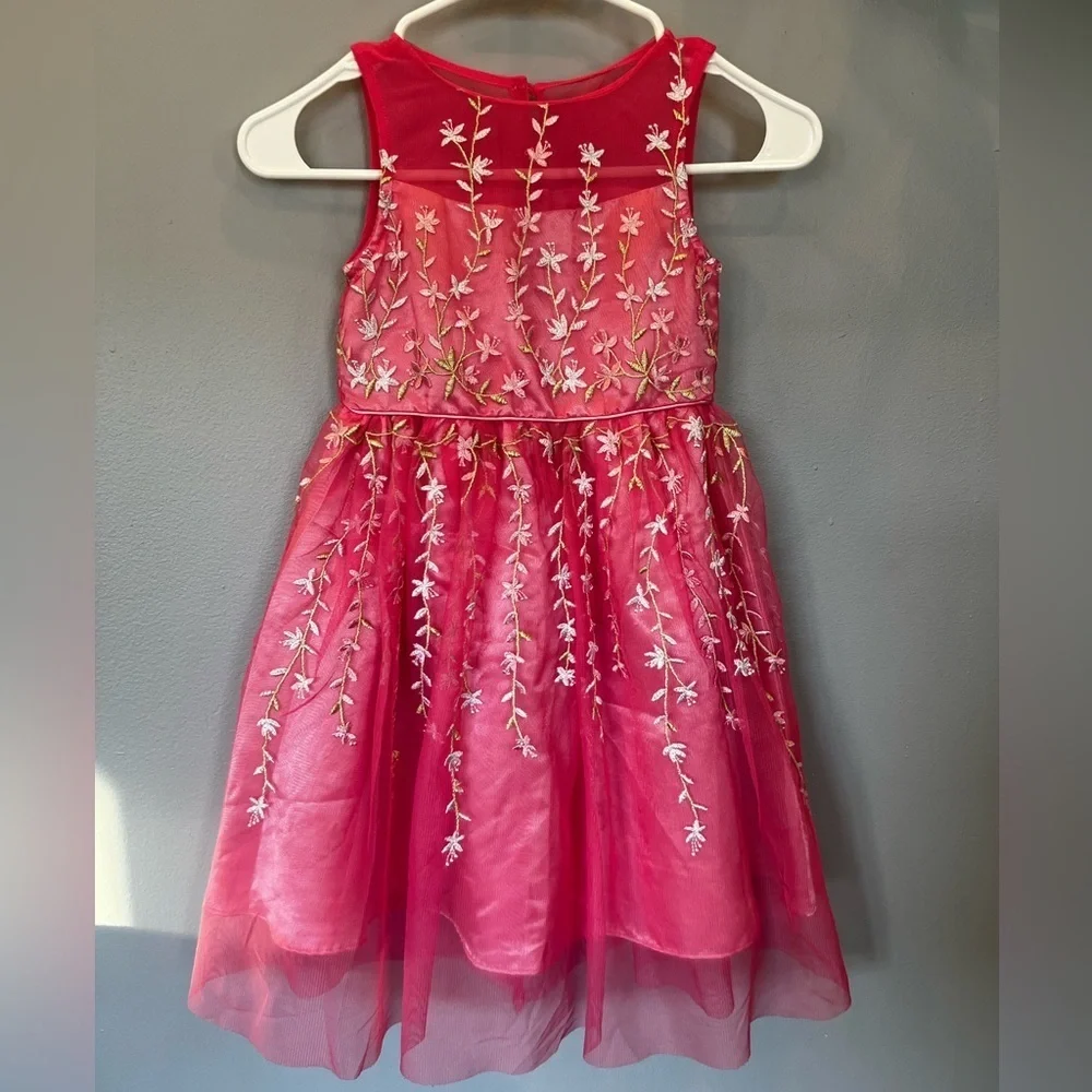 Joan Michelle embroidered Pink fashion party Dress for girls/size 5